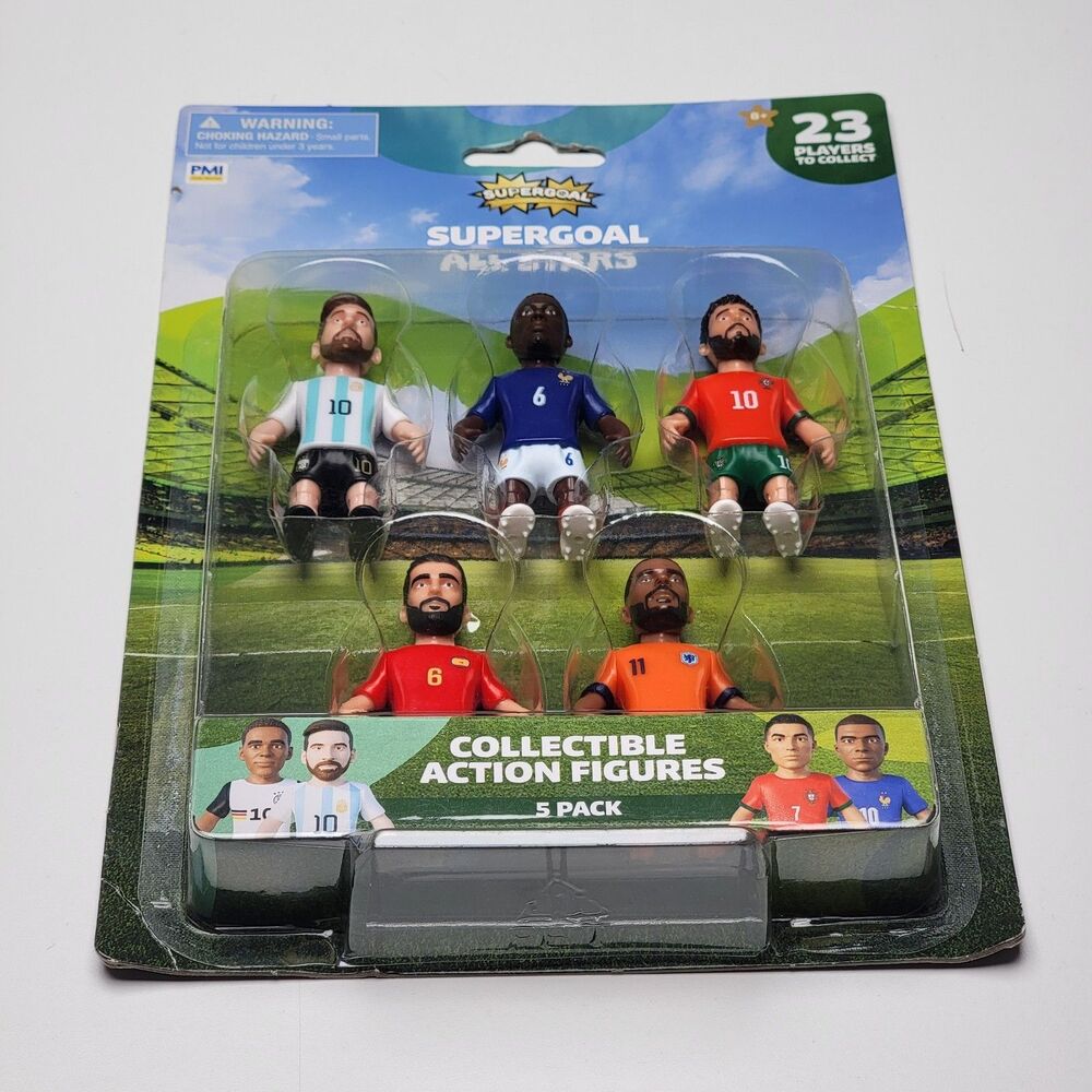 Supergoal All Stars Collectible Soccer Action Figures 5-Pack NEW Messi Silva